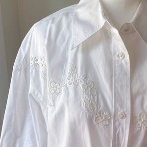 Coach oversized white poplin button down shirt, size 4